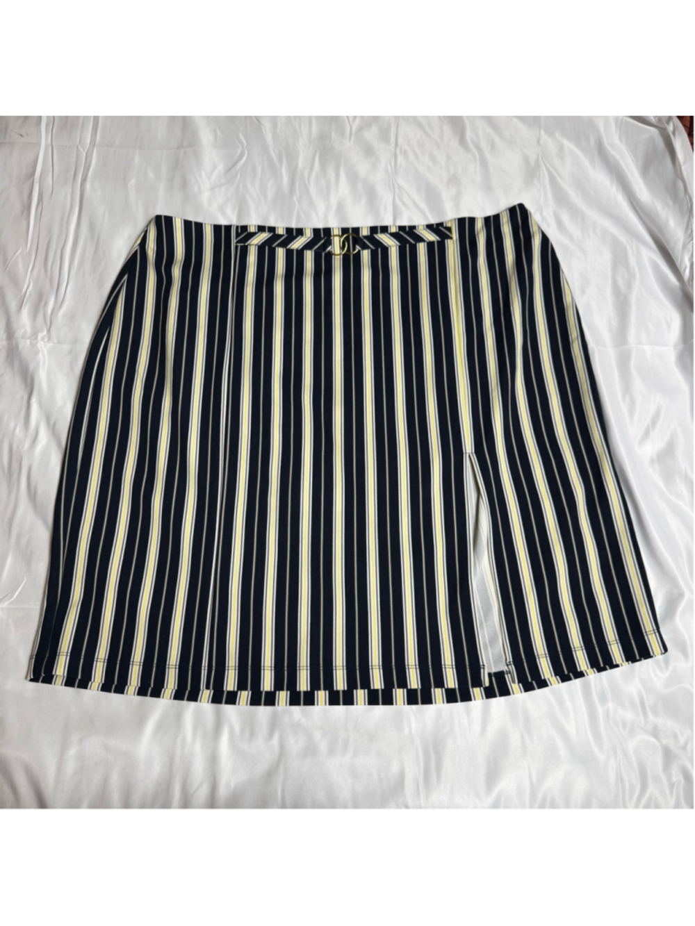 Women's Cato Striped Midi Skirt Black Yellow Size 26/28W